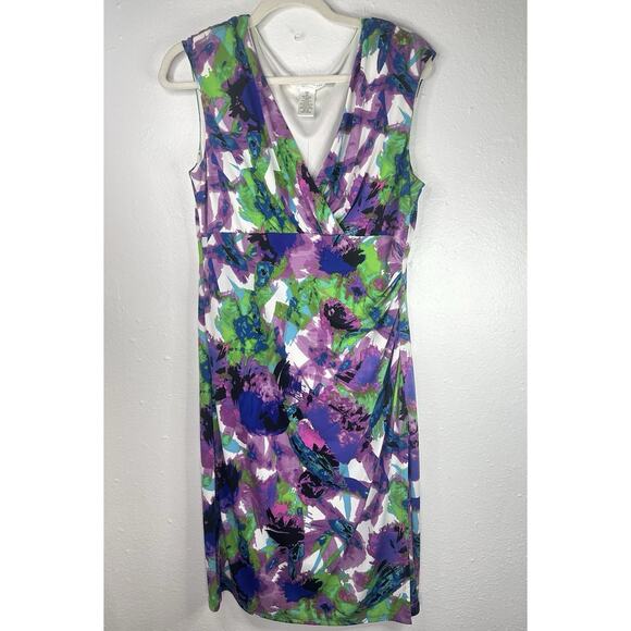 London Times Dresses & Skirts - London Times Petite Purple Floral Sleeveless Derby Party Cocktail Dress Size 14P
